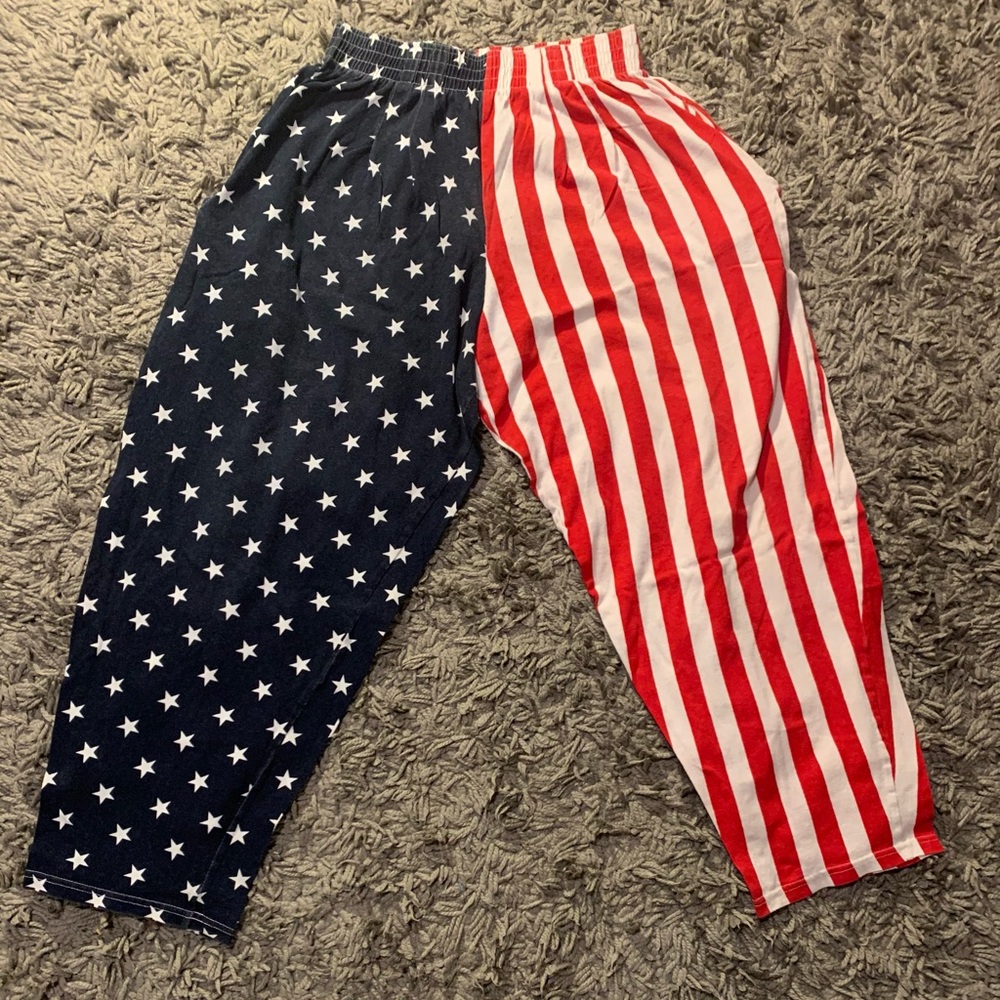 American flag pants, size Large. Very patriotic!